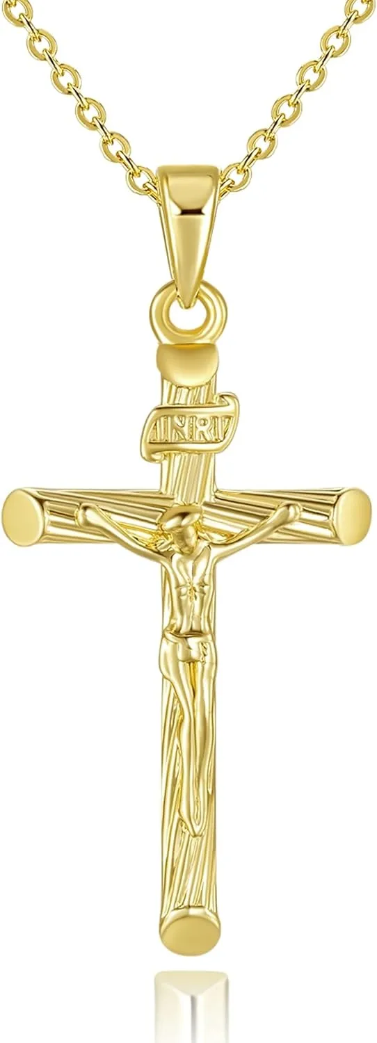 14K Gold Cross Necklace for Women Crucifix Necklaces Men 14K Gold Pendants for Women Unisex Elegance for Everyone Chain Cross for Men 30MM