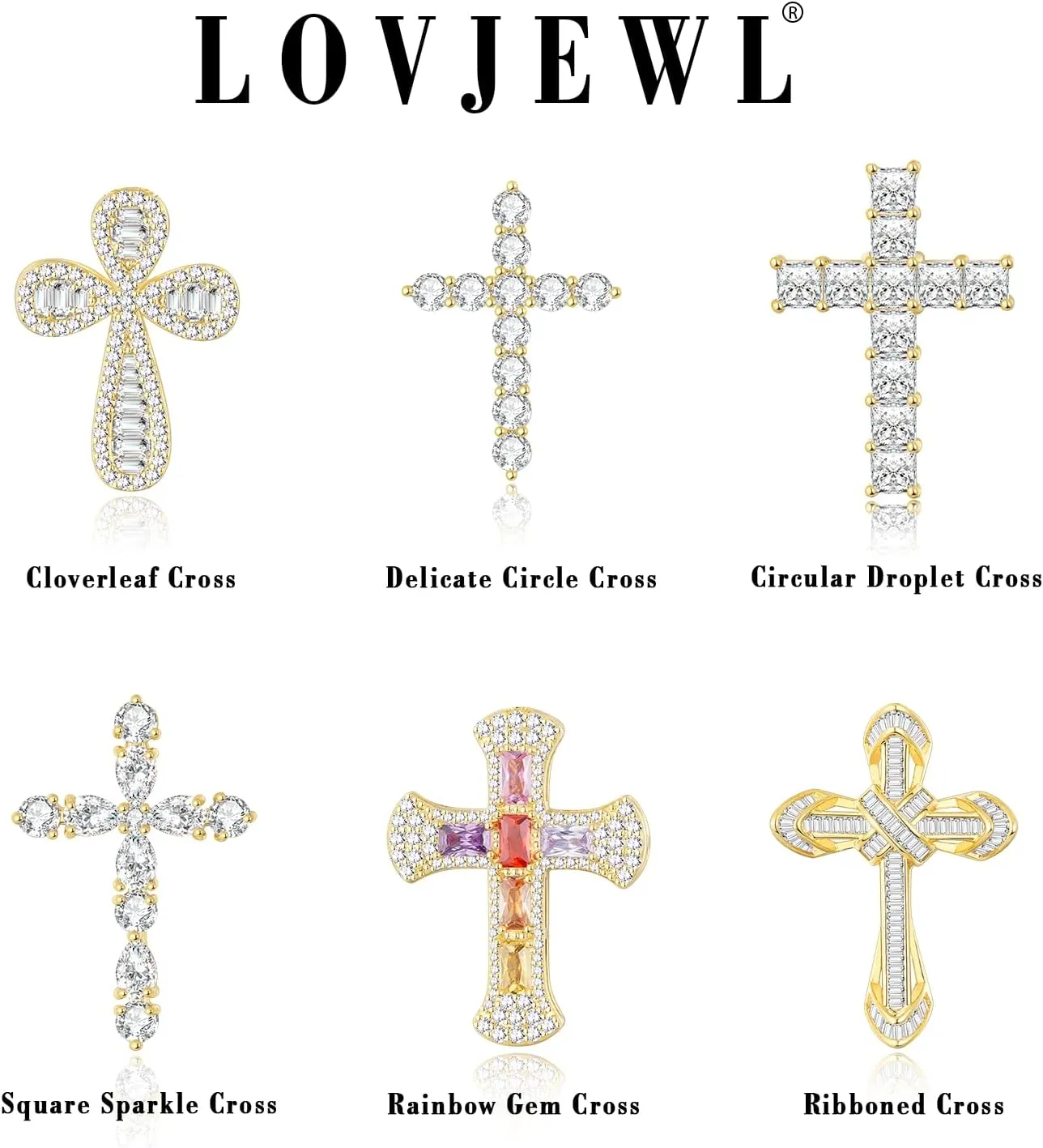 14K Gold Plated Dainty Cross Necklace for Women, Non Tarnish Cross Silver Pendants Necklaces for Women Trendy, Medium Cubic Zirconia Necklace for Women