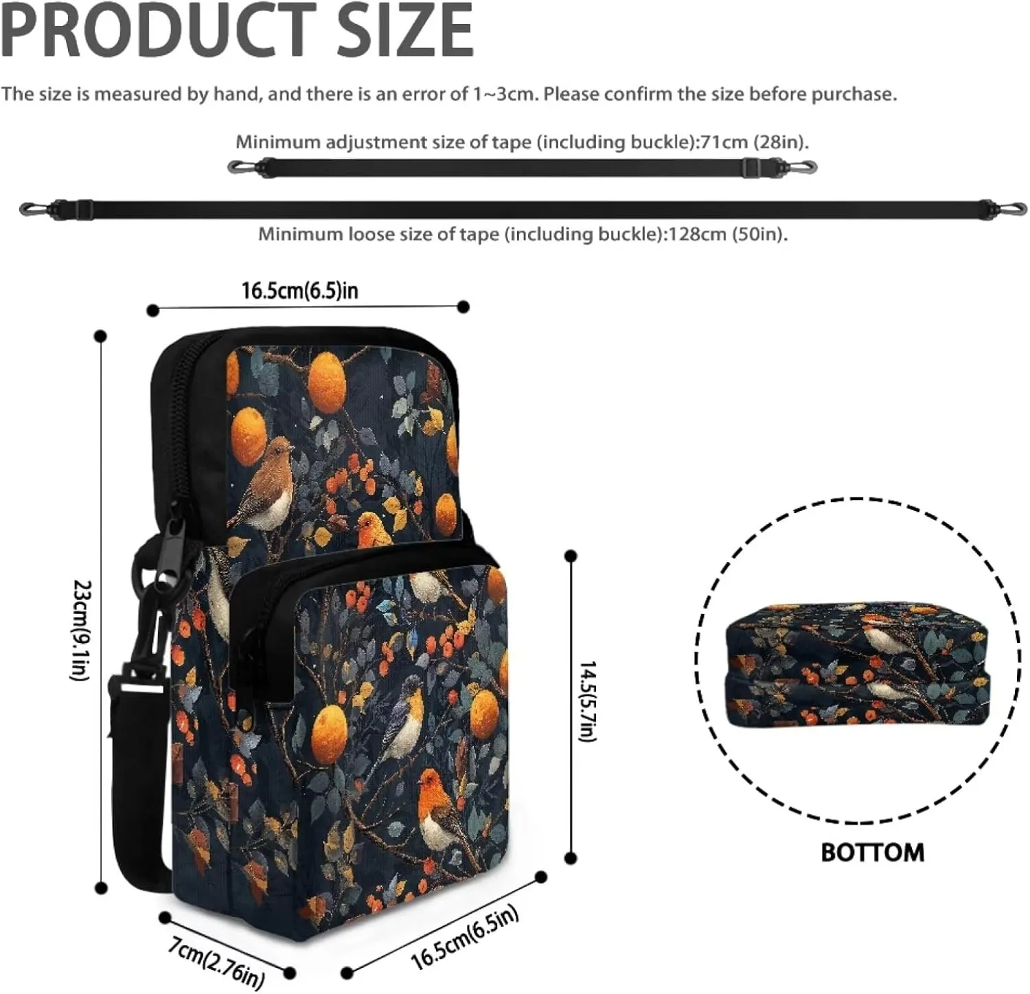 2 Layer Shoulder Bags Portable Satchel Crossbody Bag Chest Bag for Kids Girls Boys