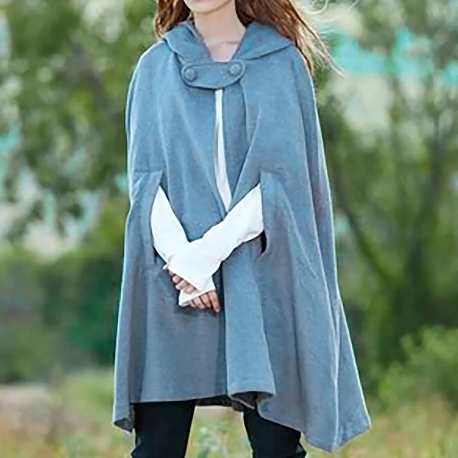 2024 Fall Fashion Windproof Hooded Women Open Front Cardigan Long Poncho Cape Coat Winter Cloak Trench Jackets