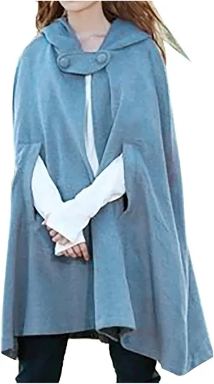 2024 Fall Fashion Windproof Hooded Women Open Front Cardigan Long Poncho Cape Coat Winter Cloak Trench Jackets
