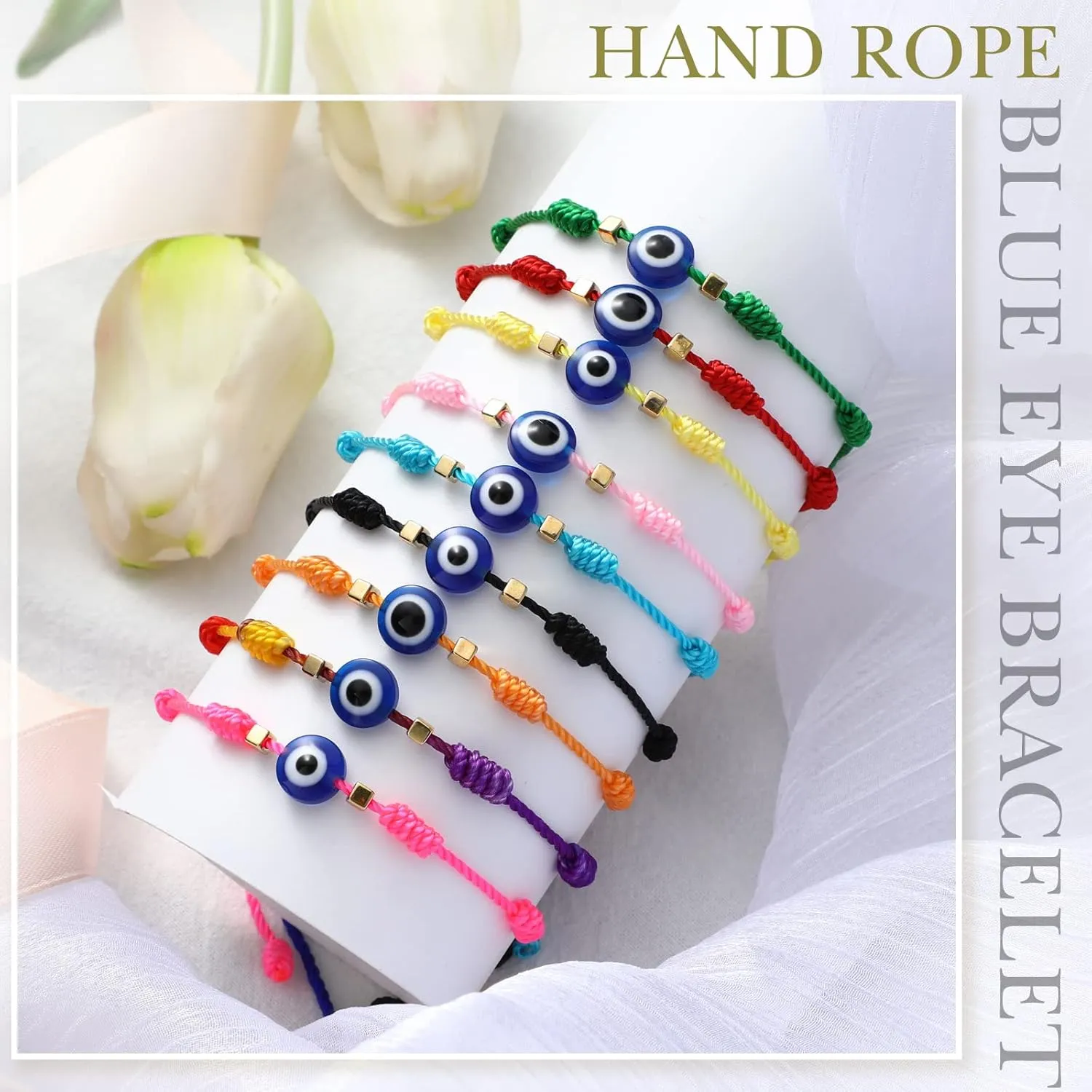 32 Pieces Evil Eye Bracelets Adjustable Evil Eye String Knot Bracelet Good Luck Amulet Bangle Braided Rope Charm Strand for Women Men