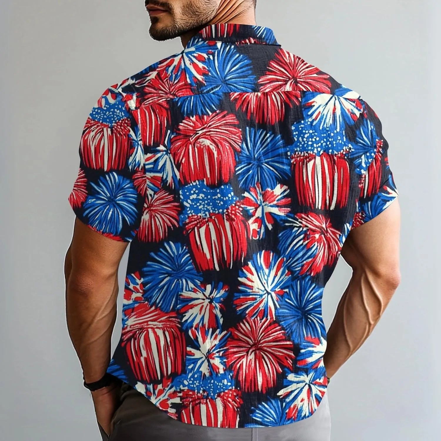 4Th of July Shirts for Men Patriotic Independence Day Short Sleeve Shirts Red White and Blue American Flag Outfits