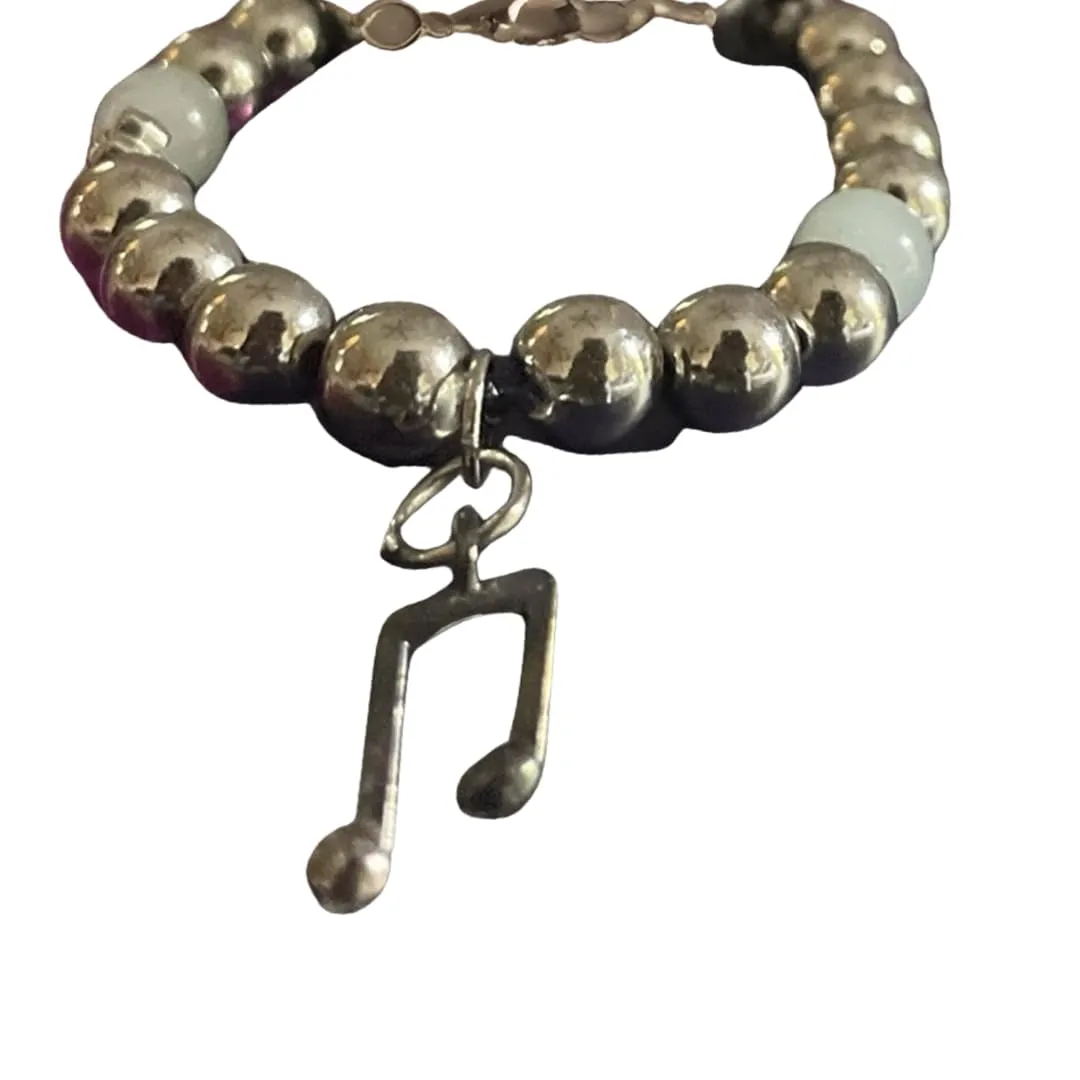 8mm stainles beads, stretch, handmade charm bracelet, encouragement jewelry for family, friends, and couples. unisex gifts, st (Silver lime green bracelet one size, 8mm Pearl, cristal, silver beads)
