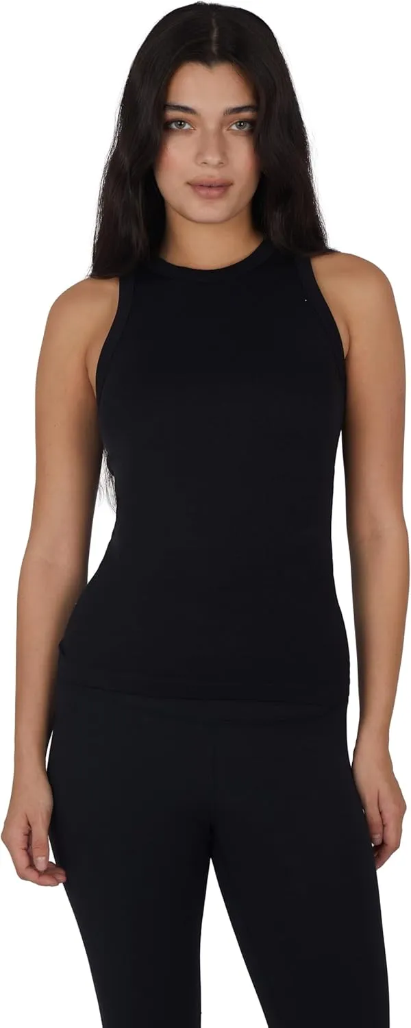 90 Degree by Reflex Womens Seamless Tank Top Ribbed Fitted Racerback Shirt 3 Pack
