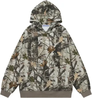 Aelfric Eden Womens Camo Hoodies Maple Branch Graphic Print Hoodie Sweatshirt Vintage Y2k Streetwear Pocket Hooded Pullovers