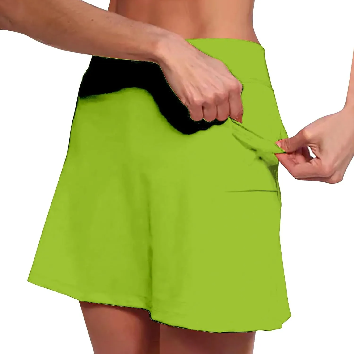 aihihe Skirts for Women Slit Trendy Summer Knee Length Modest Skorts for Women Knee Length Black Mini Skirt Women with Shorts