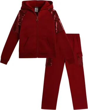 Angel Face Girls Jogger Set - 2 Piece Soft Fleece Pullover Hooded Sweatshirt and Jogger Sweatpants for Girls (Sizes: 7-16)