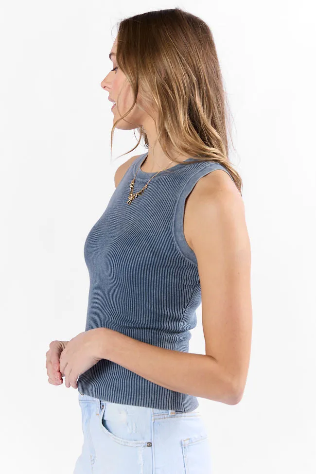 Back To Square One Acid Washed Ribbed High Neck Tank SALE