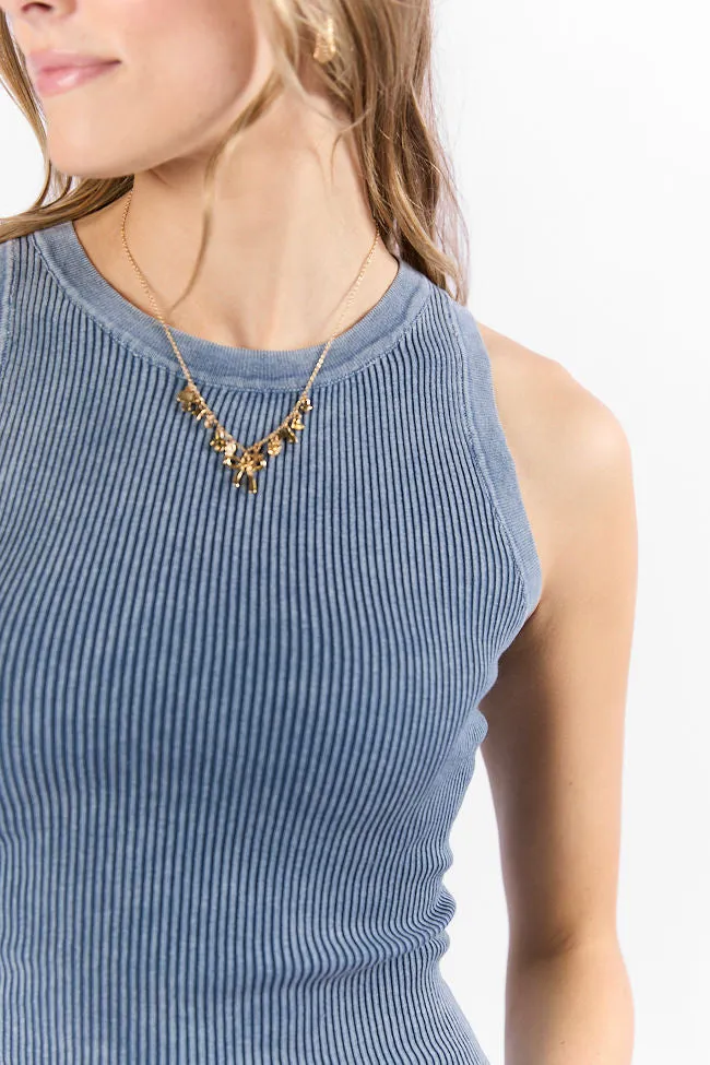 Back To Square One Acid Washed Ribbed High Neck Tank SALE