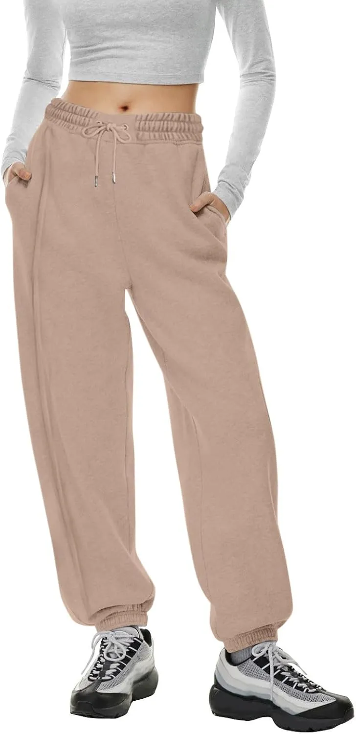 Baggy Sweatpants for Women Slim Fit Fall Jogger Pants High Waist Drawstring Fashion Trousers Petite with Pocket