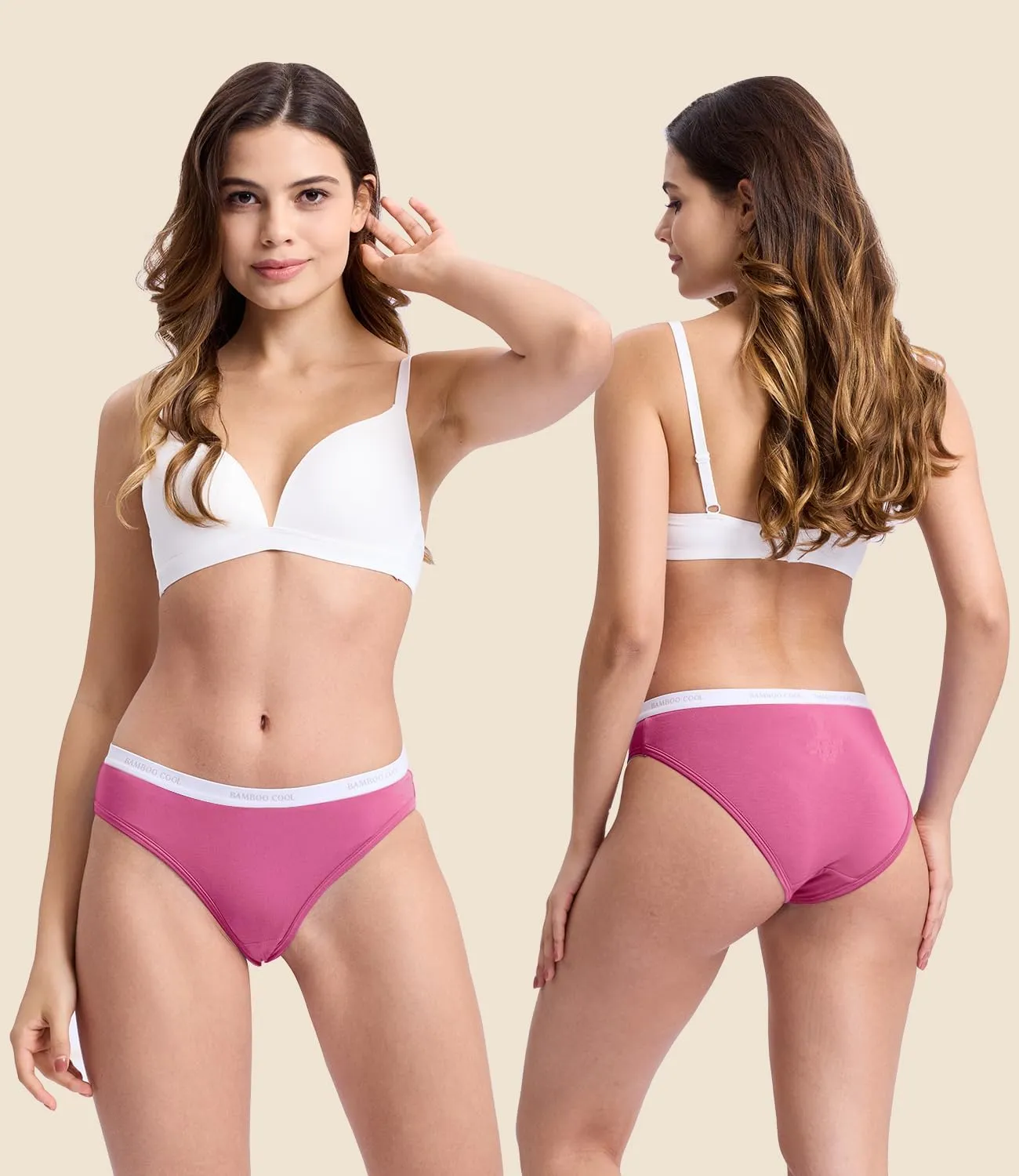 BAMBOO COOL Womens Underwear Soft Bikini High Cut Panties Stretch Moisture Wicking Panties for Women, 5-Pack