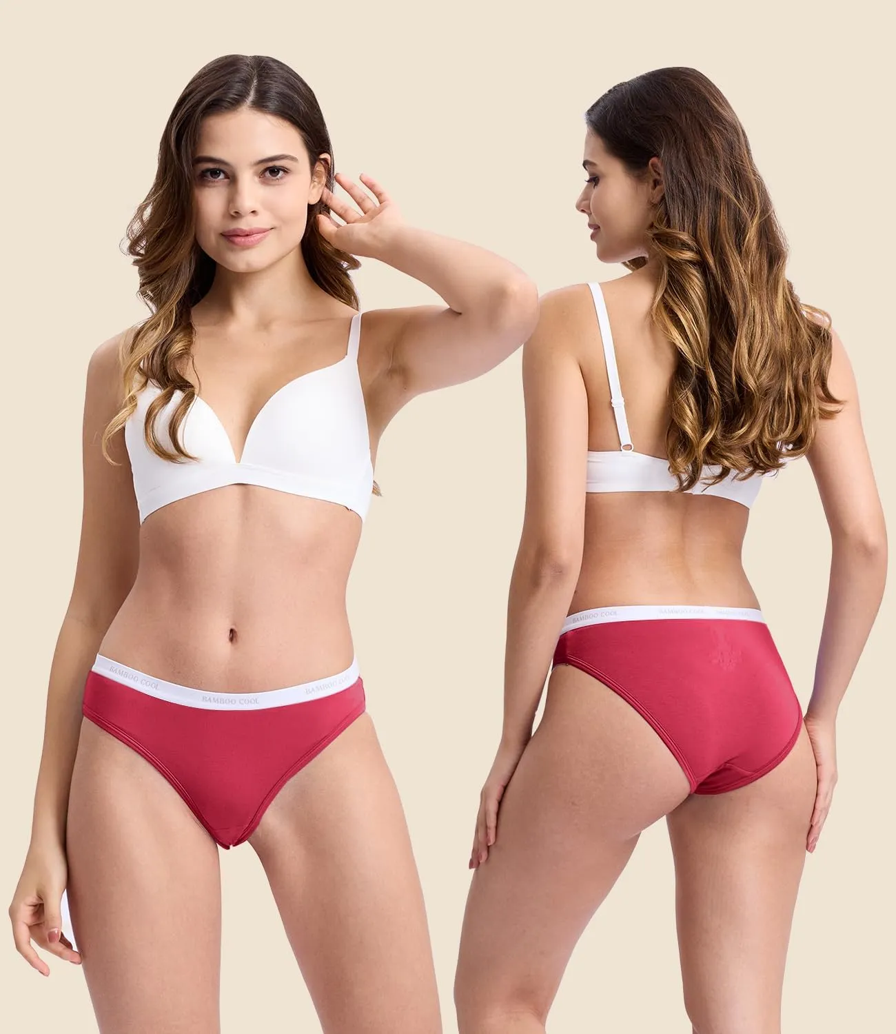 BAMBOO COOL Womens Underwear Soft Bikini High Cut Panties Stretch Moisture Wicking Panties for Women, 5-Pack