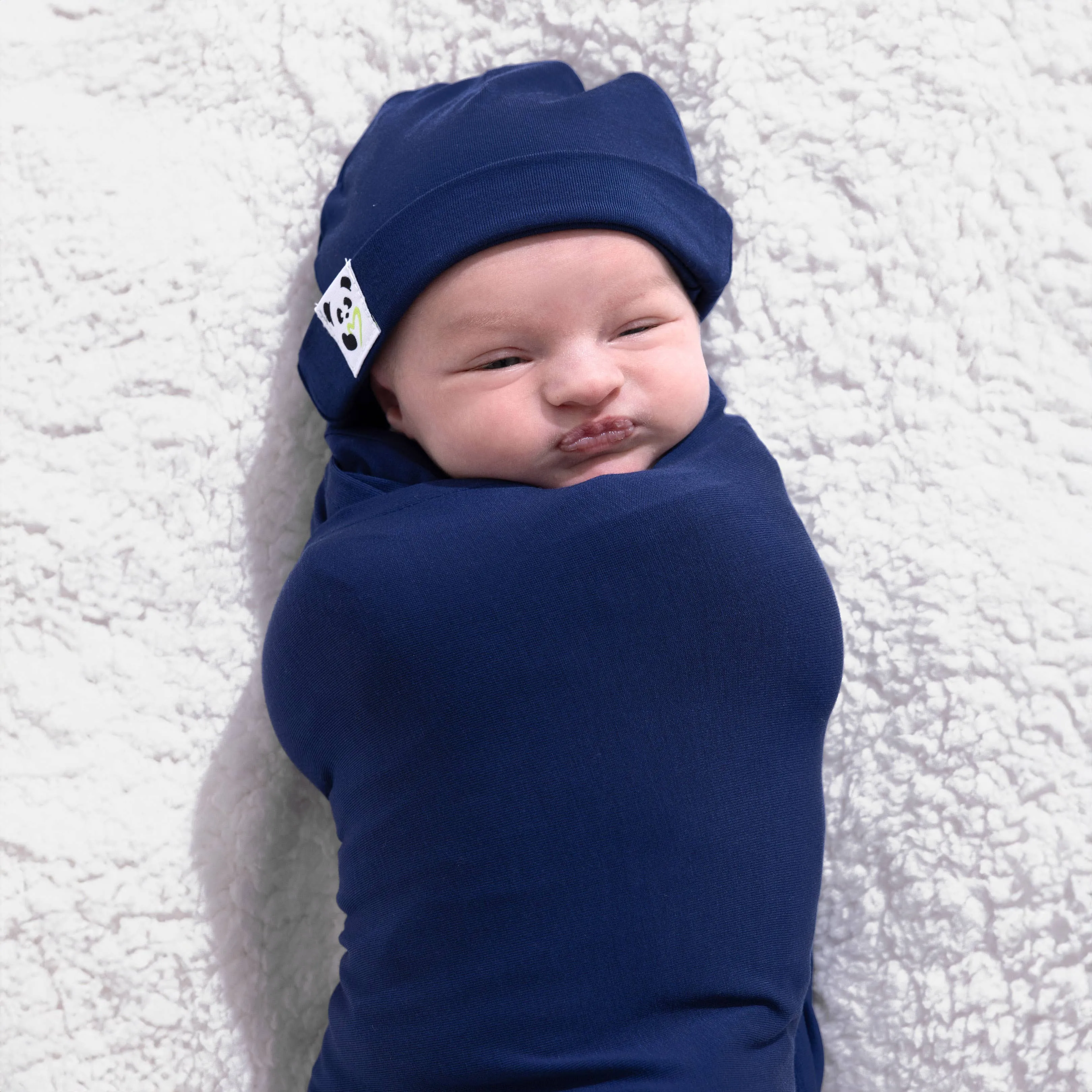 Bamboo Swaddle & Beanie Set - Indigo Blue
