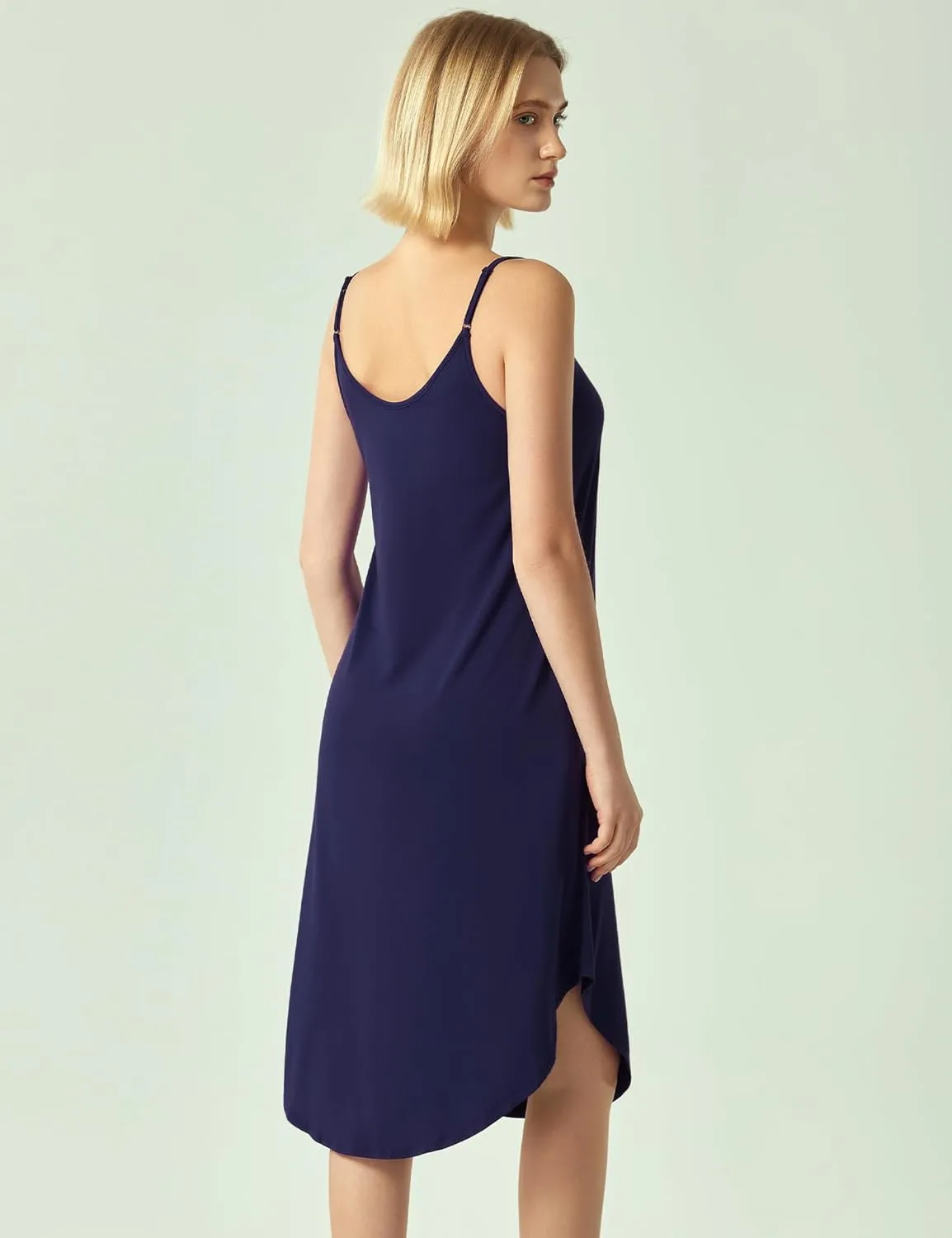 Bamboo Viscose Slip Dress, Sleeveless Nightgown Sleepwear with Pockets, Spaghetti Strap Dresses for Women, Sleep Chemise