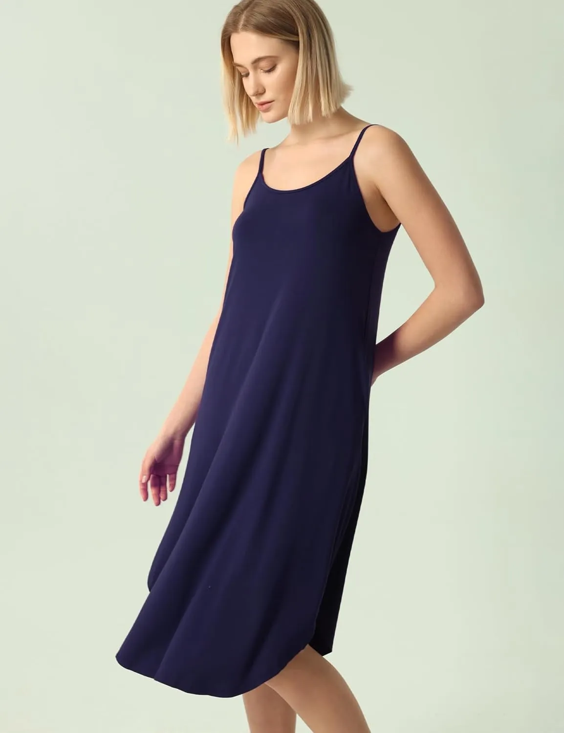 Bamboo Viscose Slip Dress, Sleeveless Nightgown Sleepwear with Pockets, Spaghetti Strap Dresses for Women, Sleep Chemise