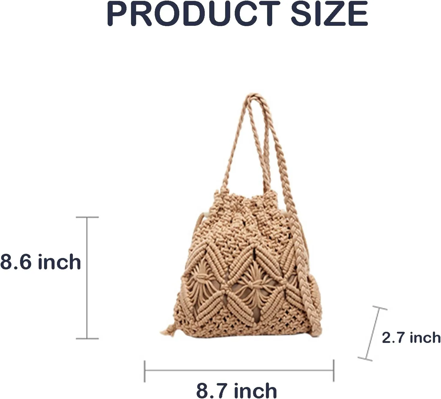 Beach Bag for Women Small Woven Bucket Bag Brown Beach Purse for Vacation Straw Crossbody Bags for Women