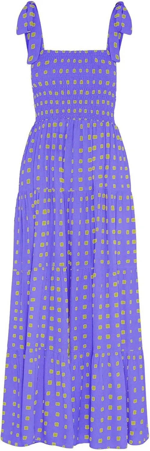Beach Long Ruffle Maxi Line Dress Boho Floral Summers Women's A Neck Women's Dress Maternity Dresses Casual