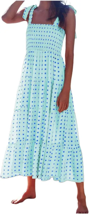 Beach Long Ruffle Maxi Line Dress Boho Floral Summers Women's A Neck Women's Dress Maternity Dresses Casual