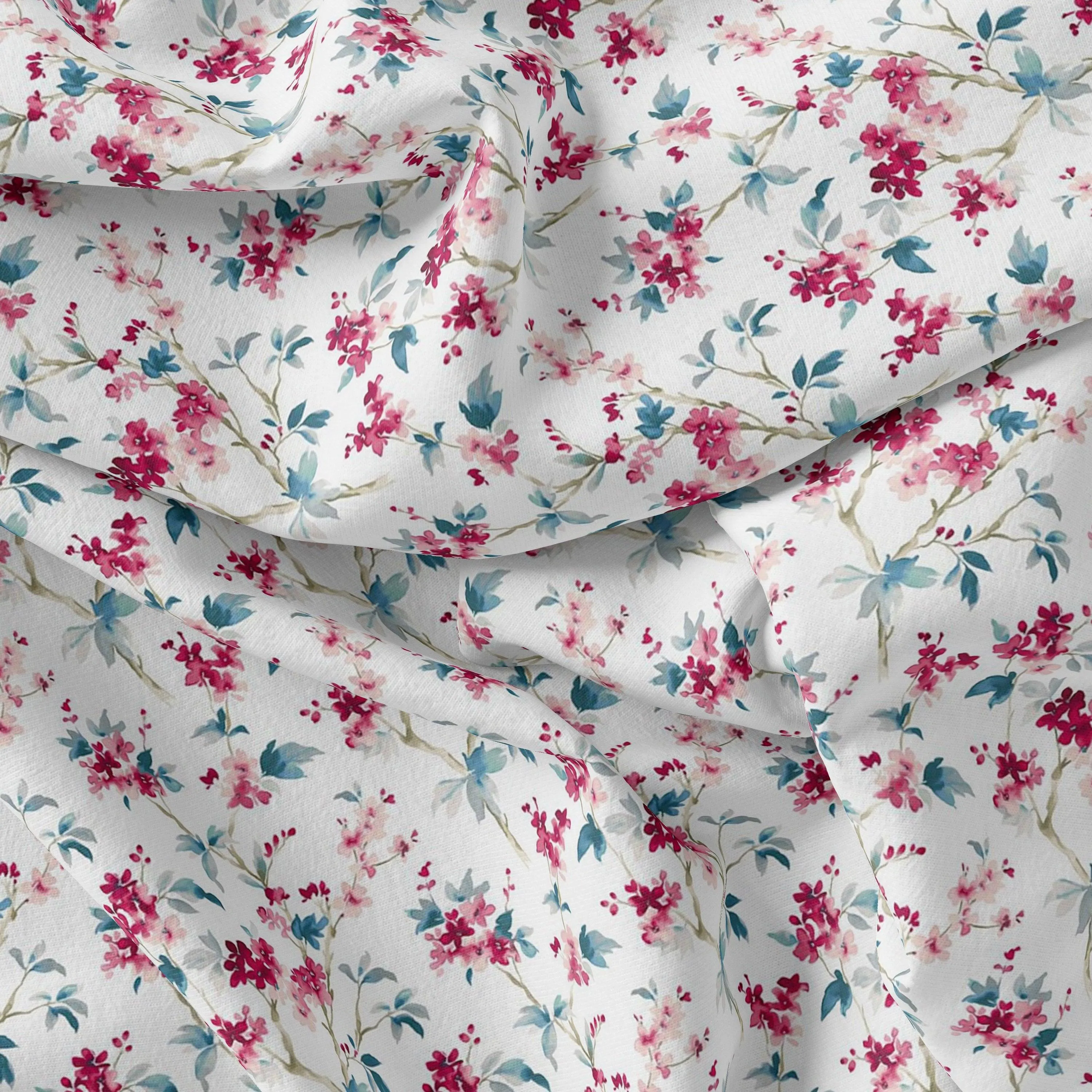 Beautiful Garden Iris Flower Digital Printed Fabric - Silk Crepe