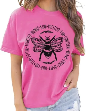 Bee Kind Shirt Womens Graphic Tshirts Funny Inspirational Teacher Shirt Novelty Casual Short Sleeve Tee Top