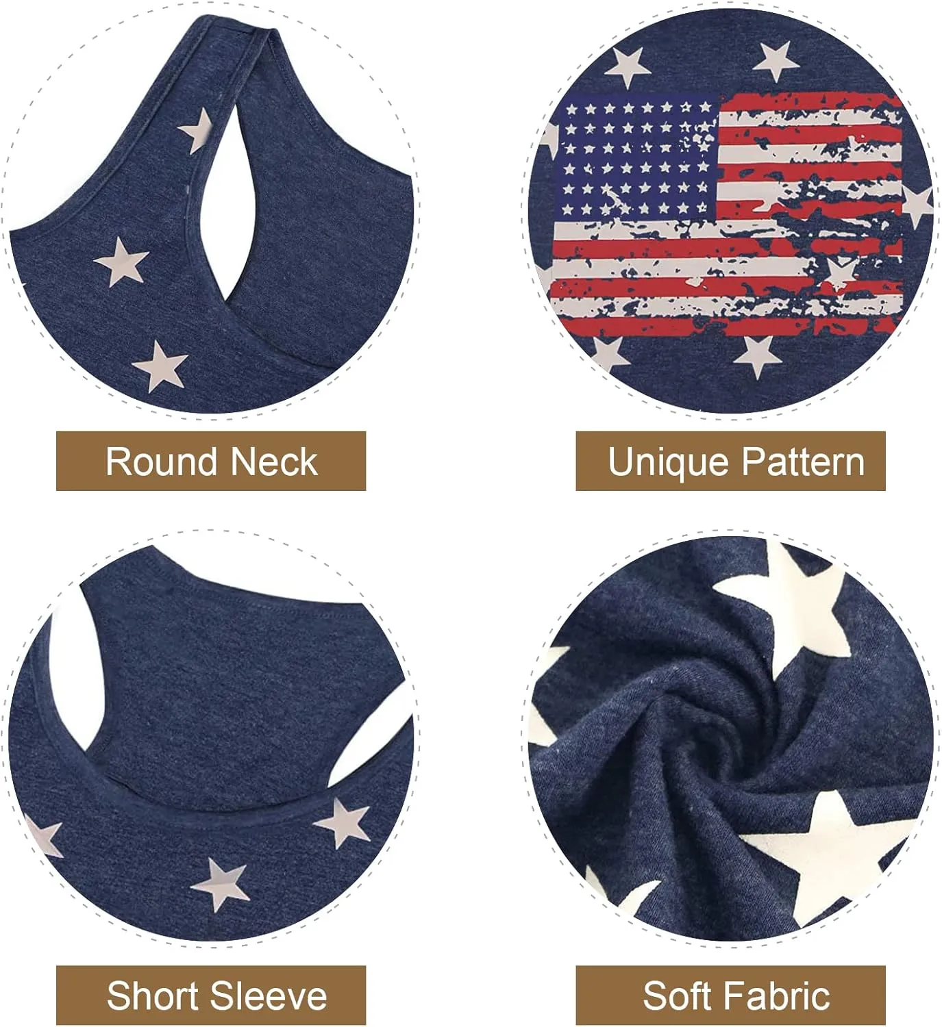Binshre USA Flag Print Tank Tops Women American Stars Stripes Patriotic T Shirt Summer Casual Vest Tees
