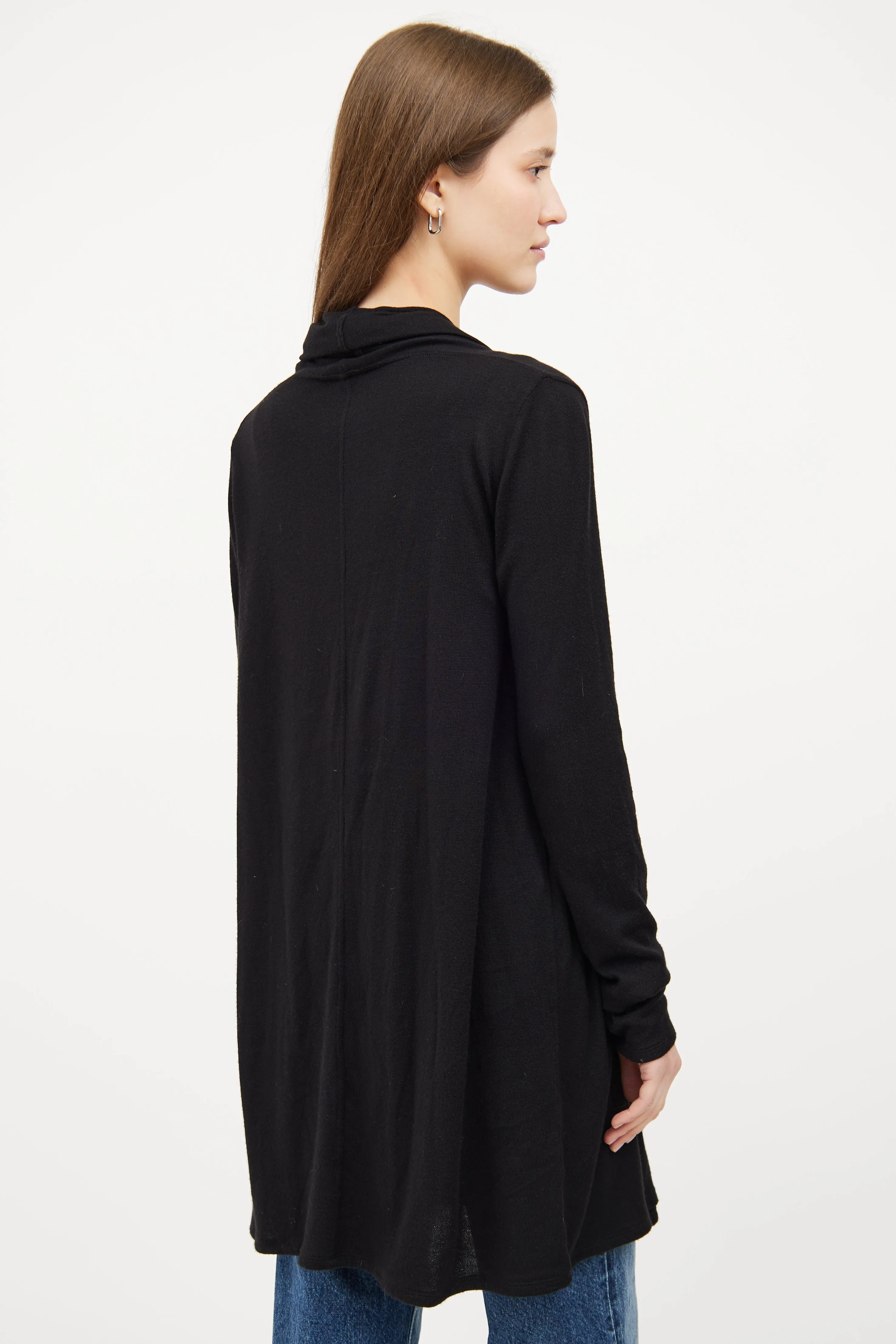 Black Open Front Long Sleeve Cardigan