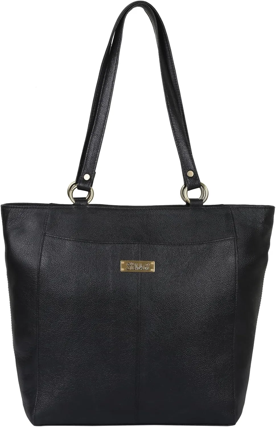 Black Tote Bag for Women  Elegant Genuine Leather Shoulder Handbag, Spacious Top Handle Satchel, Classic Ladies Purse for Office, Travel, Parties & Everyday Use (H 12" x W 15.25" x D 4.75").