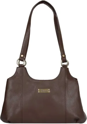 Brown Satchel Bag  Designer Round Handle Shoulder Handbag, Stylish Leather Tote Purse for Women and Ladies, Elegant Genuine Leather Bag (H 9" x W 13.5" x D 5").