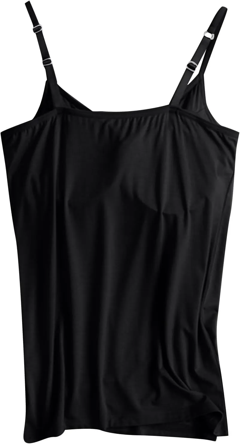 Built in Bra Tank Tops for Women 2024 Trendy Adjustable Spaghetti Padded Bra Camisole Basic Undershirts Yoga Tops