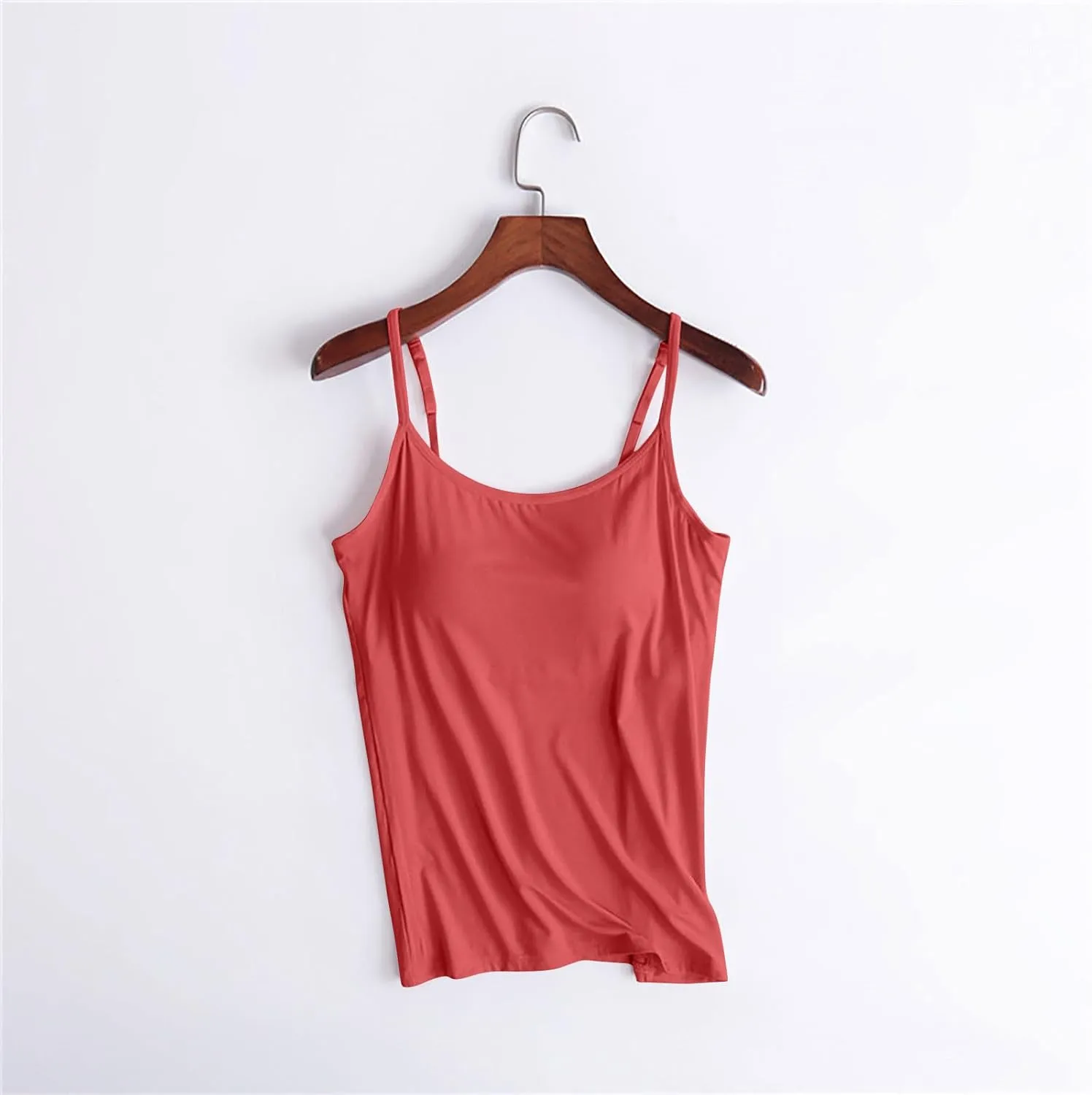 Built in Bra Tank Tops Womens Workout Casual Loose Crewneck Spaghetti Strap Summer Camisoles 2025 Trendy Yoga Outfits