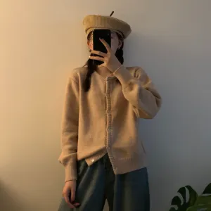 Button-Down Cardigan With Round Neck