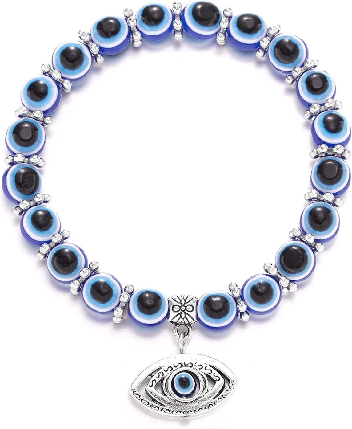 Caiyao Evil Eye Bead Bracelet Stretchy Hamsa Palm of Fatima Hand Butterfly Owl Elephant Tortoise Animal Amulet Bracelet for Women Men Friend Protection Jewelry Good Luck Gift