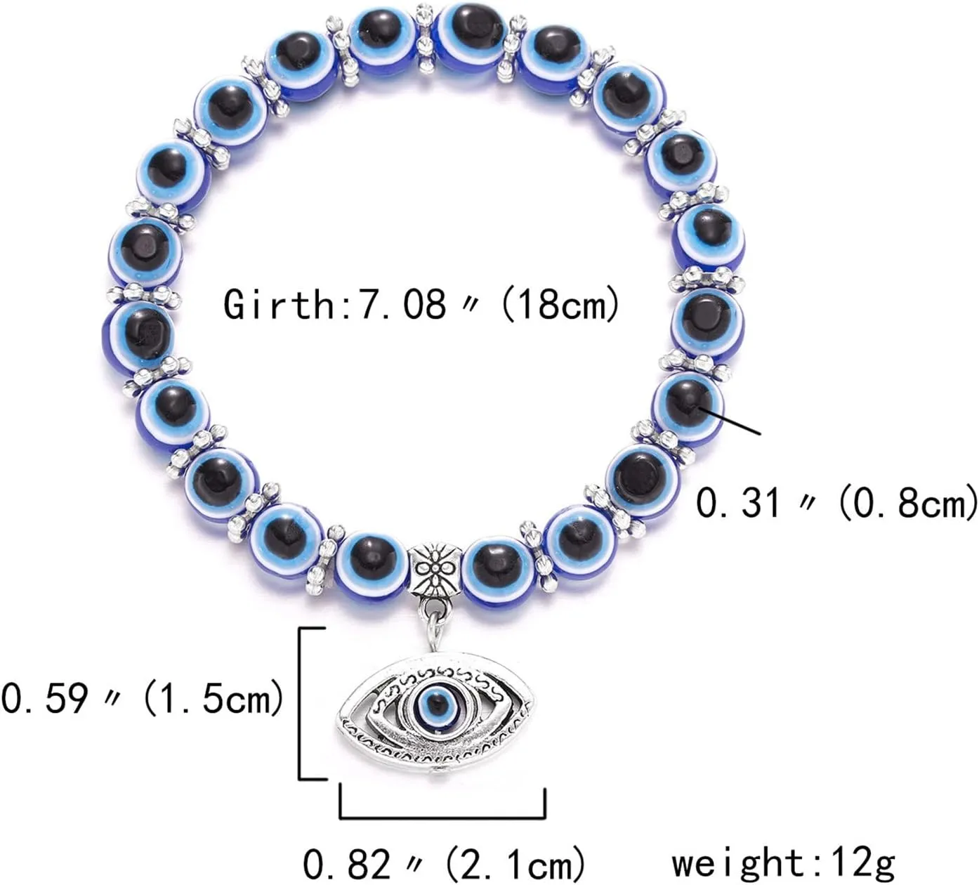 Caiyao Evil Eye Bead Bracelet Stretchy Hamsa Palm of Fatima Hand Butterfly Owl Elephant Tortoise Animal Amulet Bracelet for Women Men Friend Protection Jewelry Good Luck Gift