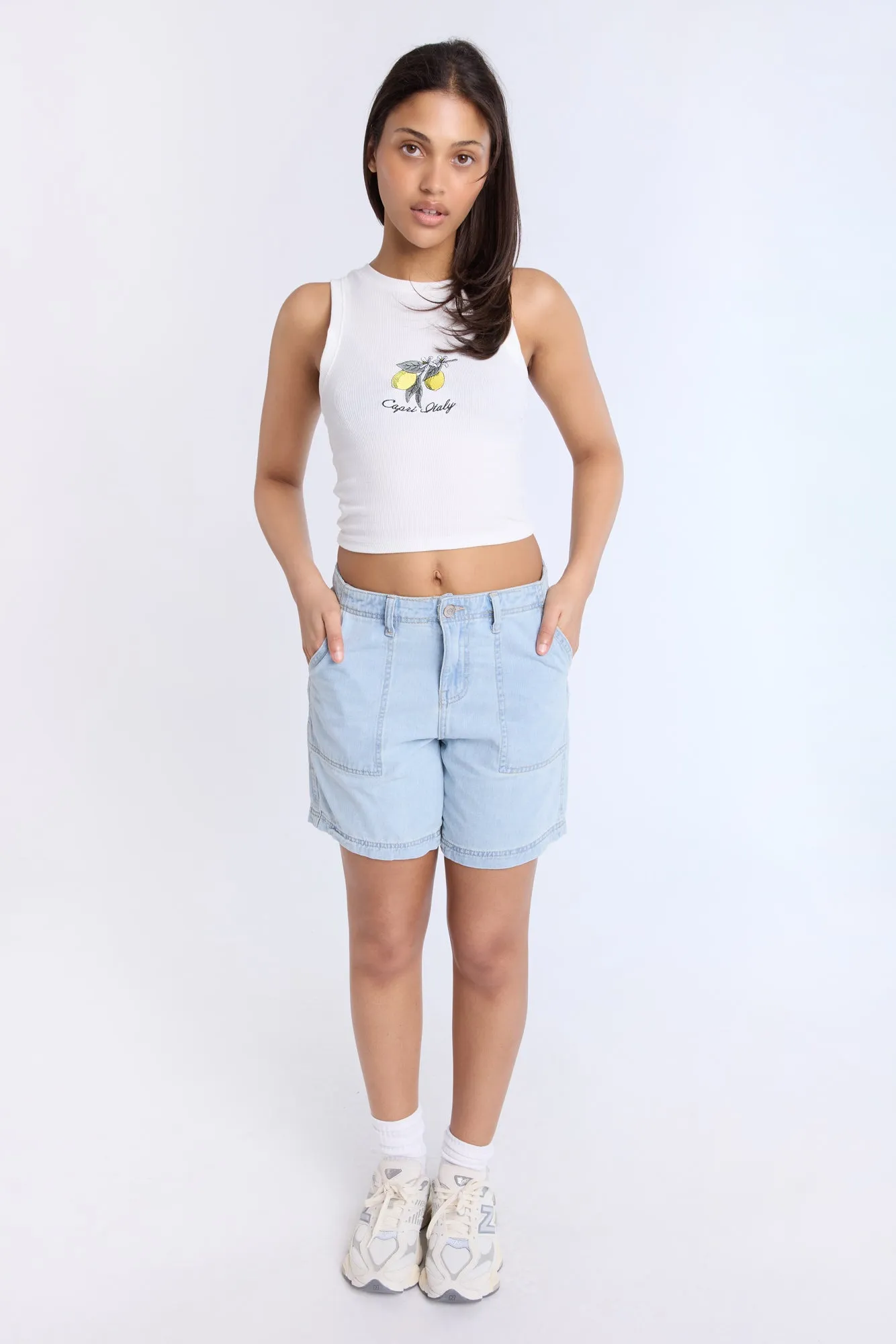 Capri Italy Embroidered Graphic High Neck Tank Top