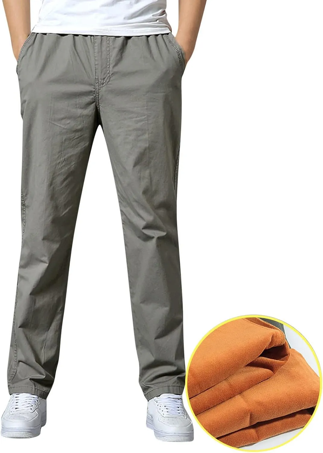 Cargo Pants for Men,Mens Pants with Pockets Cargo Joggers Fleece Sweatpants Casual Pant Chino Slim Fit Trousers