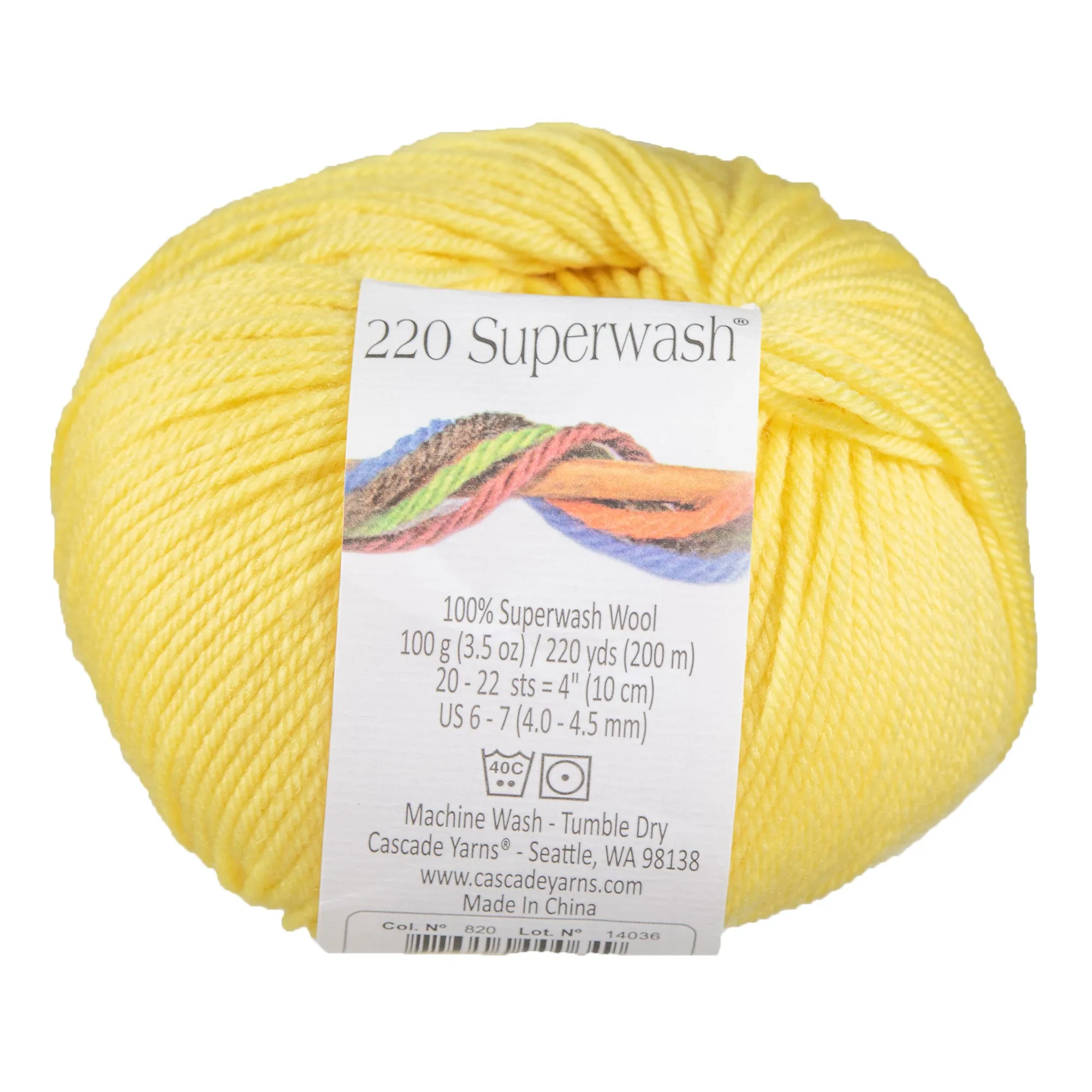 Cascade Yarns 220 Superwash Yarn - 0820 Lemon