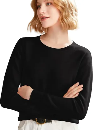 Cashmere Sweater Women Long Sleeve Crewneck Sweaters Lightweight Classic Fall Winter Pullover Sweaters Top