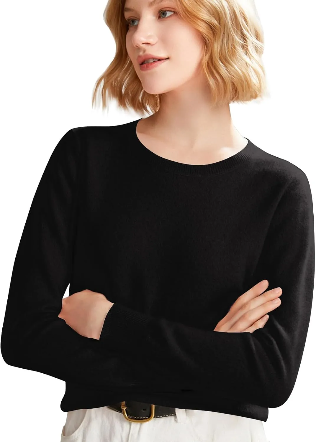Cashmere Sweater Women Long Sleeve Crewneck Sweaters Lightweight Classic Fall Winter Pullover Sweaters Top