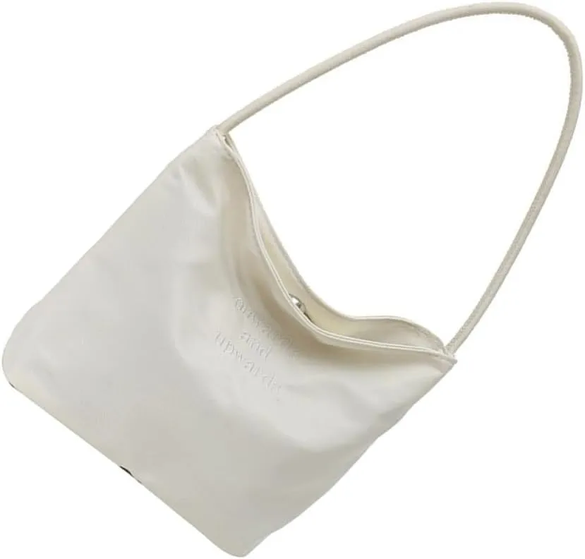 Casual Fashion Nylon Shoulder Bag for Women Simple Solid Color Embroidery Letters Underarm Bucket Handbag Armpit Bag