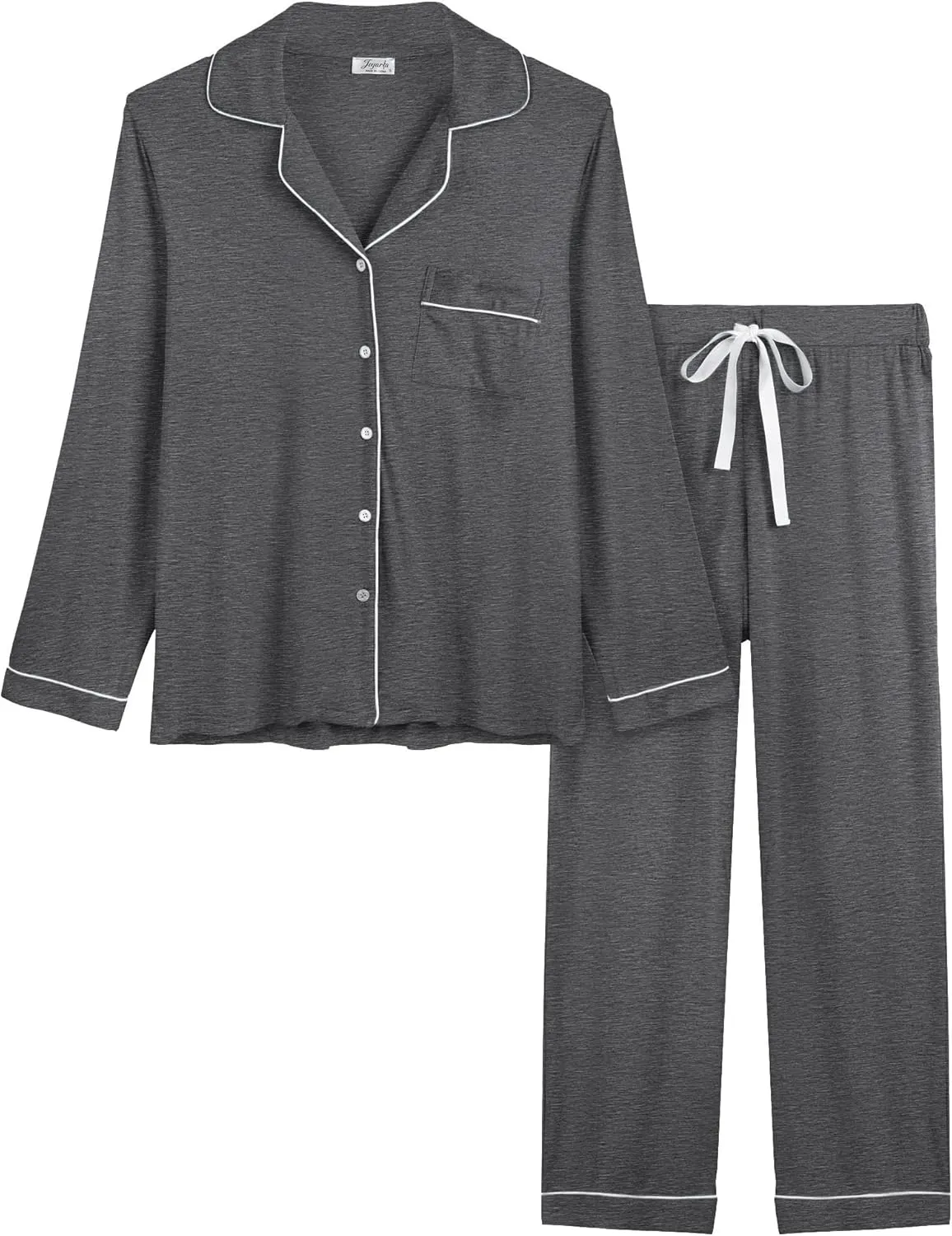 Cherrydew Women Pajama Sets Bamboo Viscose Cooling Long Sleeve Sleepwear Super-Soft Comfy Button Down Lounge Sleep Set S-XXL