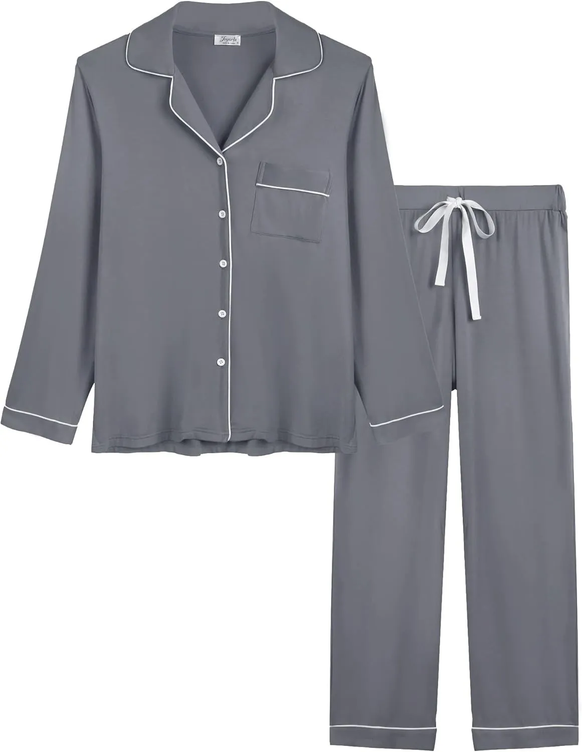 Cherrydew Women Pajama Sets Bamboo Viscose Cooling Long Sleeve Sleepwear Super-Soft Comfy Button Down Lounge Sleep Set S-XXL