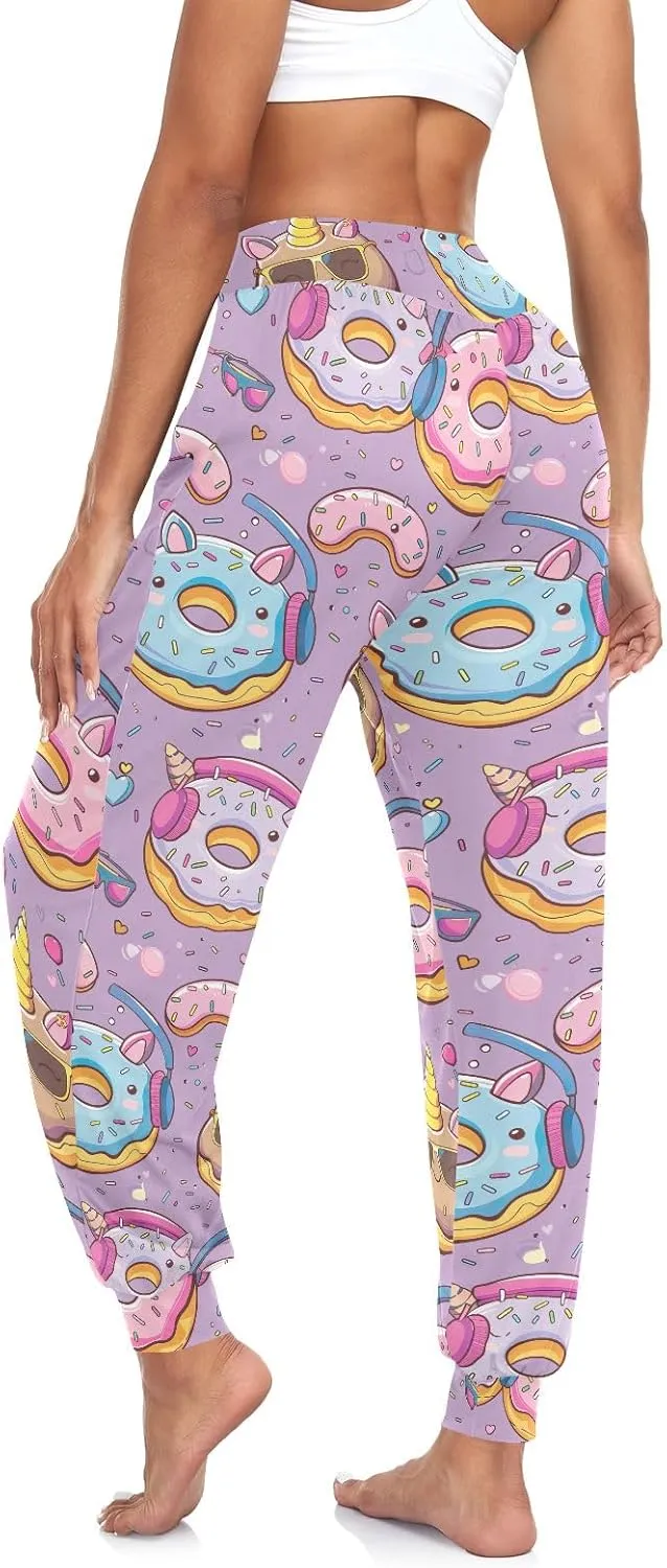CHIFIGNO Women's Harem Pants Casual Yoga Pants Sport Workout Pants Baggy Pants for Women