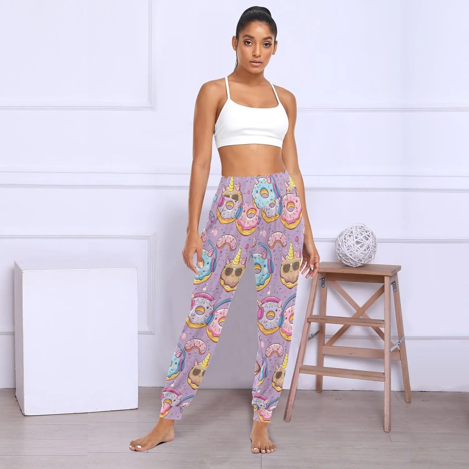 CHIFIGNO Women's Harem Pants Casual Yoga Pants Sport Workout Pants Baggy Pants for Women