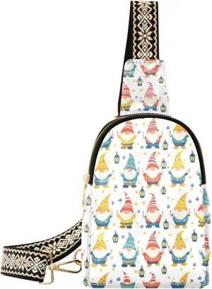 Christmas Gnome Sling Bag for Women Fanny Packs for Women Small Leather Fanny Pack Crossbody Bags Fashion Waist Packs Chest Bag for Travel 21344925