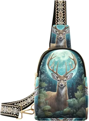 Christmas Reindeer Sling Bag for Women Fanny Packs for Women Small Leather Fanny Pack Crossbody Bags Fashion Waist Packs Chest Bag for Travel 21341873