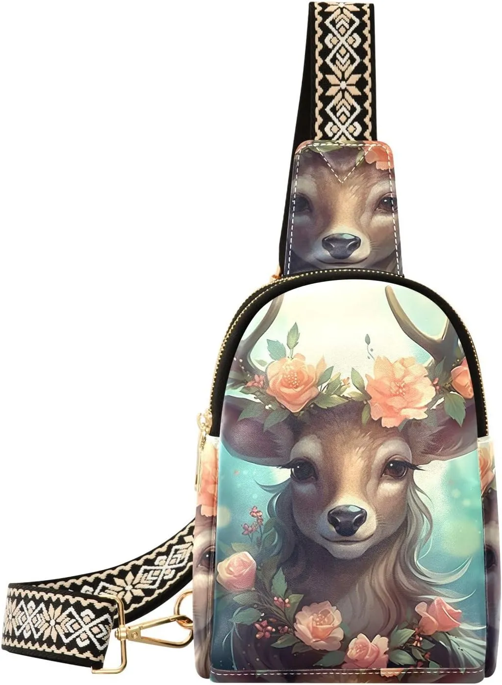 Christmas Reindeer Sling Bag for Women Fanny Packs for Women Small Leather Fanny Pack Crossbody Bags Fashion Waist Packs Chest Bag for Travel 21341904