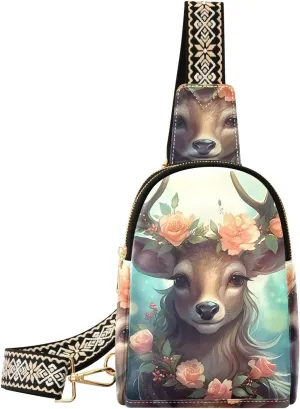 Christmas Reindeer Sling Bag for Women Fanny Packs for Women Small Leather Fanny Pack Crossbody Bags Fashion Waist Packs Chest Bag for Travel 21341904