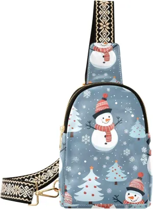Christmas Snowman Tree Sling Bag for Women Fanny Packs for Women Small Leather Fanny Pack Crossbody Bags Fashion Waist Packs Chest Bag for Travel 21341195