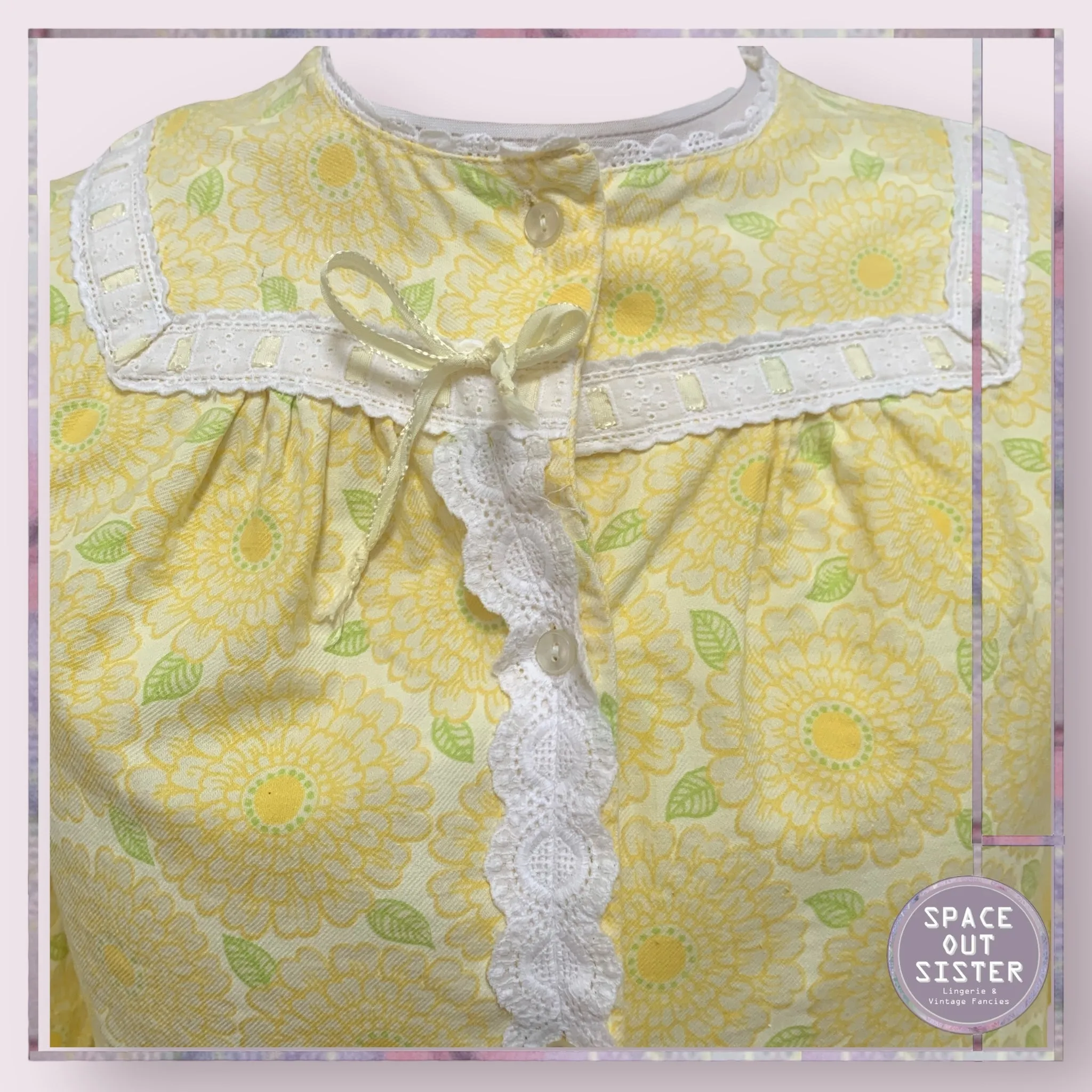 Circa 1960s Cotton Lemon Nightdress